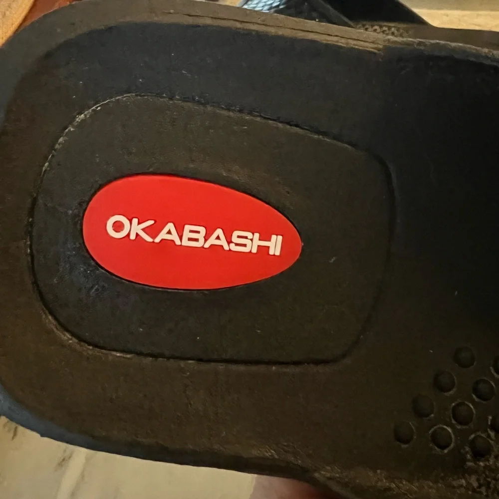 OKABASHI Classic Torino Slide On Sandals Basket Weave Design Black Men's Size XL